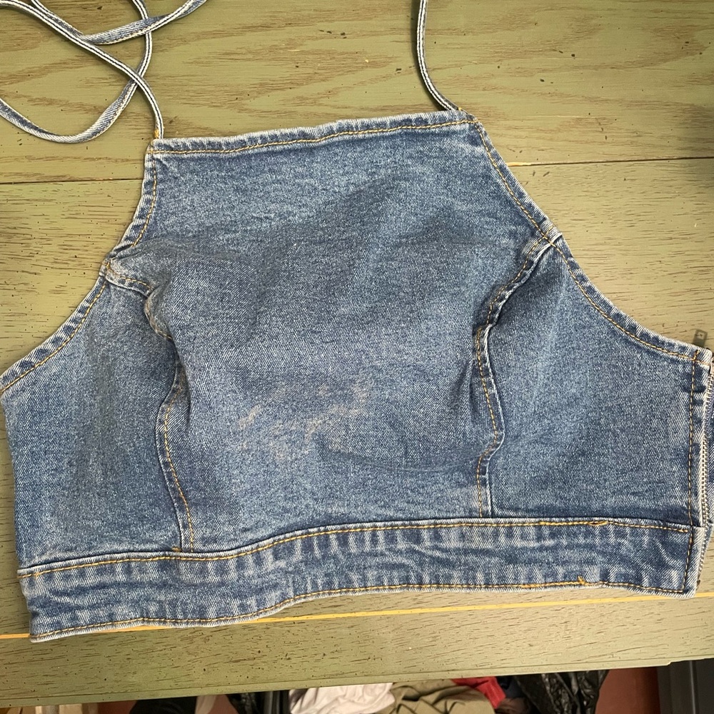 Forever 21 cropped jean top